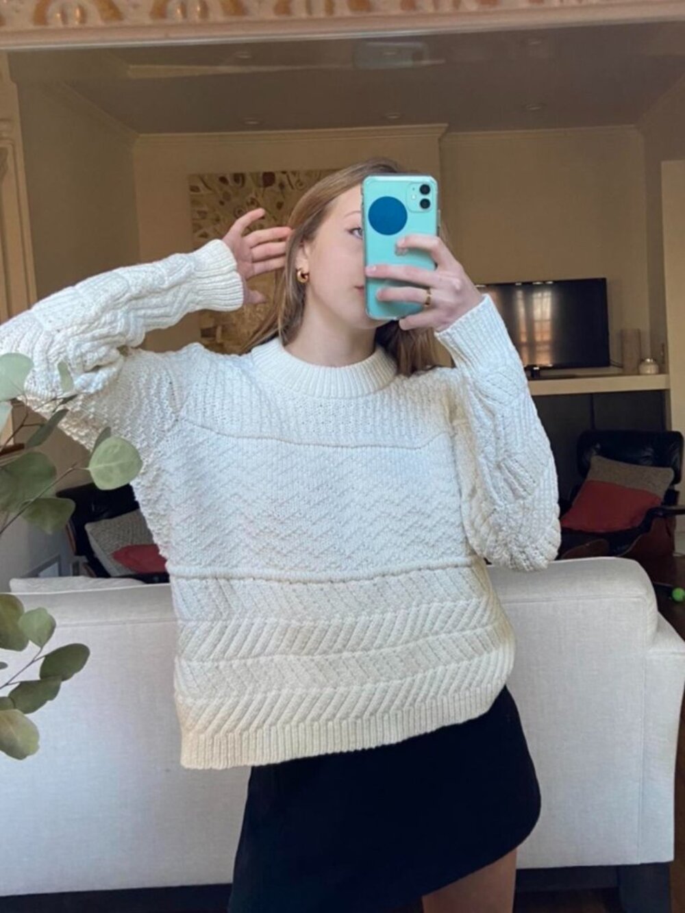 Madewell Women's Cream and White Jumper